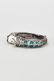 Black Rhodium Finish Emerald & Pearl Bracelet