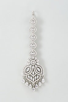 Silver Finish Zircon Maangtikka