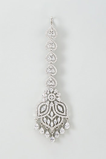 Silver Finish Zircon Maangtikka