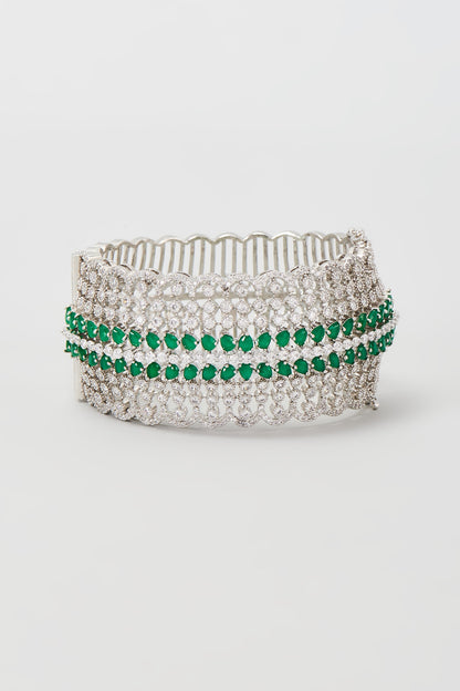 White Finish Emerald & Zircon Bracelet