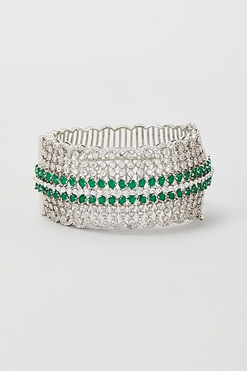 White Finish Emerald & Zircon Bracelet