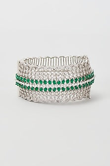 White Finish Emerald & Zircon Bracelet