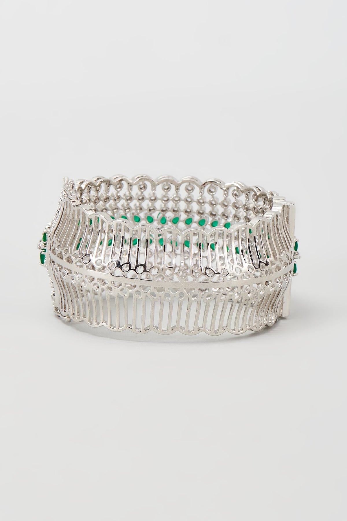 White Finish Emerald & Zircon Bracelet