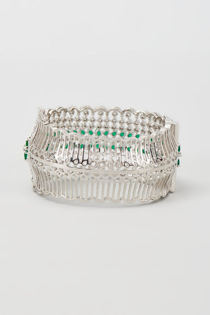 White Finish Emerald & Zircon Bracelet