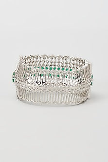 White Finish Emerald & Zircon Bracelet