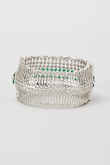 White Finish Emerald & Zircon Bracelet