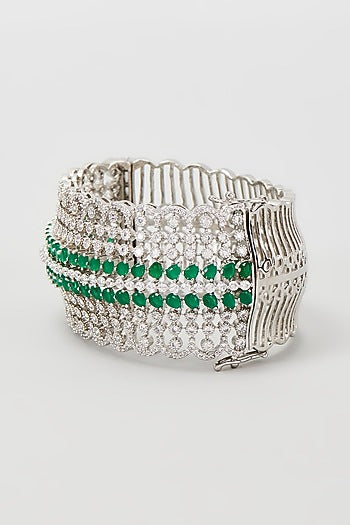 White Finish Emerald & Zircon Bracelet