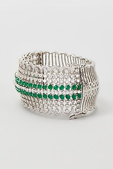 White Finish Emerald & Zircon Bracelet