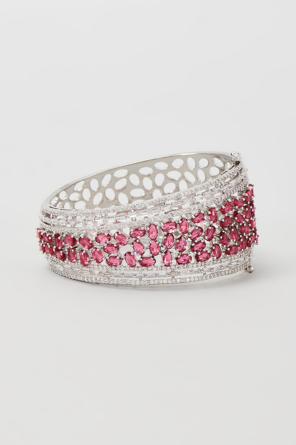 White Finish Ruby & Zircon Bracelet