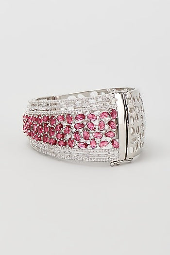 White Finish Ruby & Zircon Bracelet
