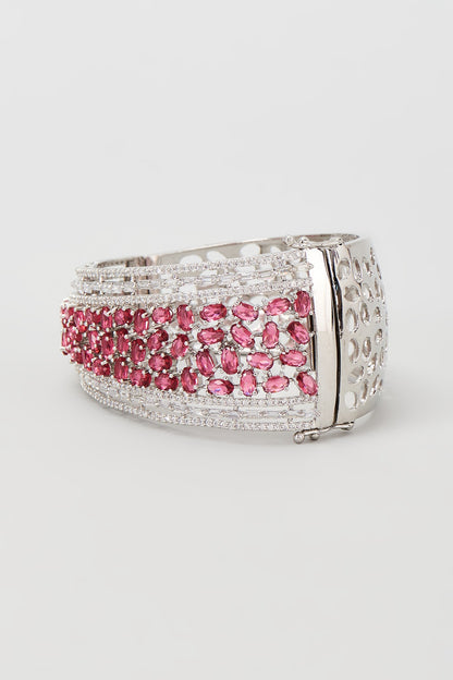 White Finish Ruby & Zircon Bracelet