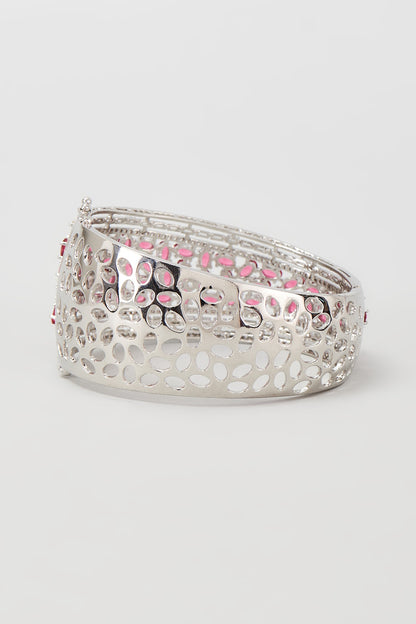 White Finish Ruby & Zircon Bracelet