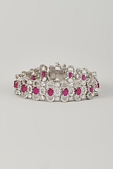 Silver Finish Zircon & Ruby Stone Bracelet