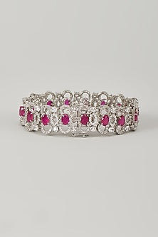 Silver Finish Zircon & Ruby Stone Bracelet