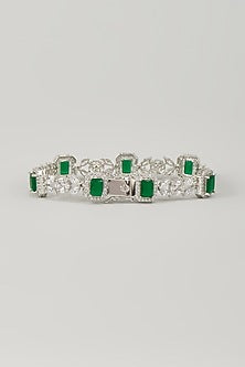 Silver Finish Zircon & Emerald Stone Bracelet