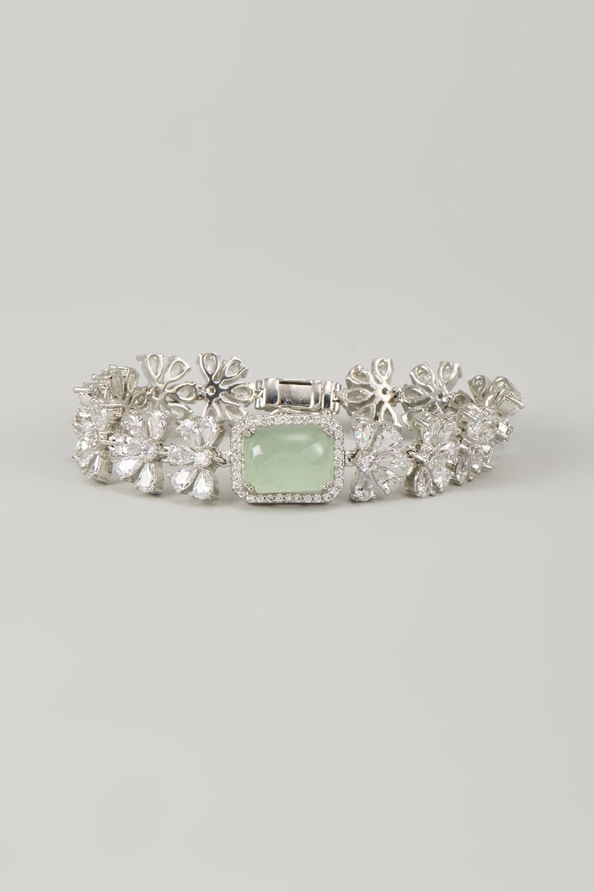 Silver Finish Zircon & Turquoise Stone Bracelet