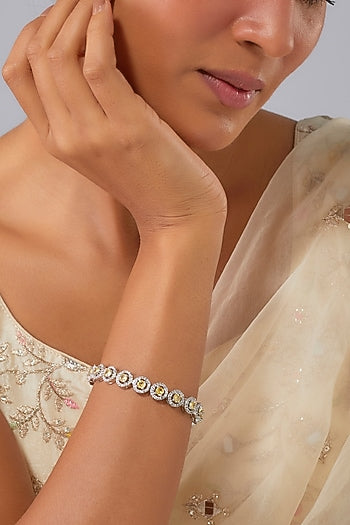 Silver Finish Yellow Sapphire Zircon Bracelet