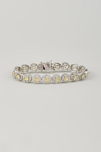 Silver Finish Yellow Sapphire Zircon Bracelet