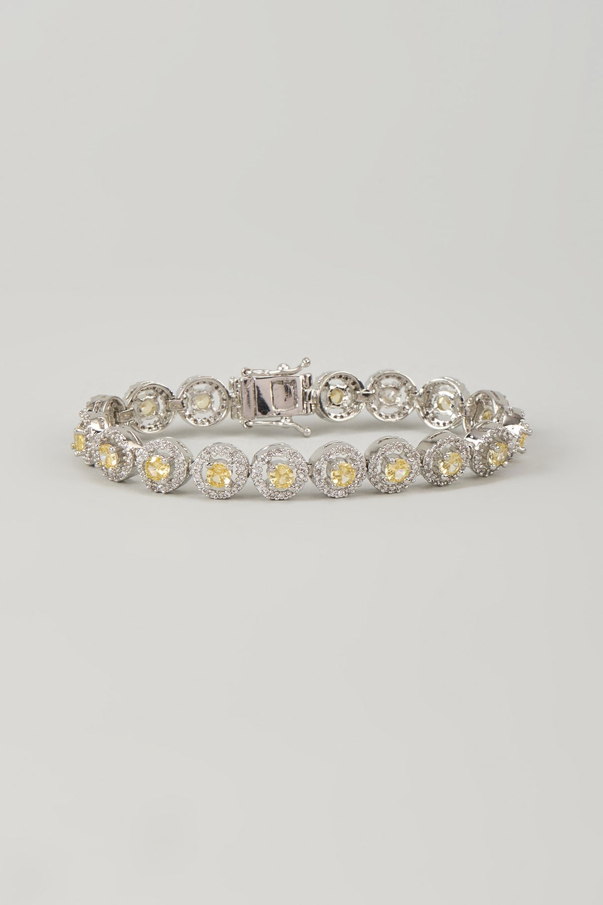 Silver Finish Yellow Sapphire Zircon Bracelet