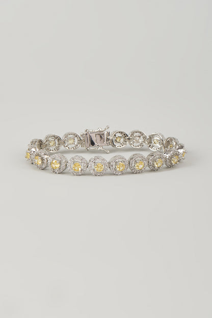 Silver Finish Yellow Sapphire Zircon Bracelet