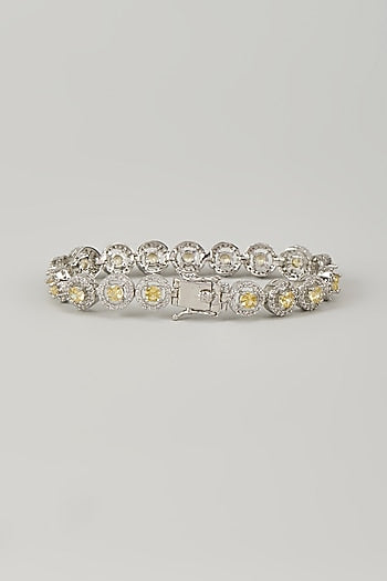 Silver Finish Yellow Sapphire Zircon Bracelet