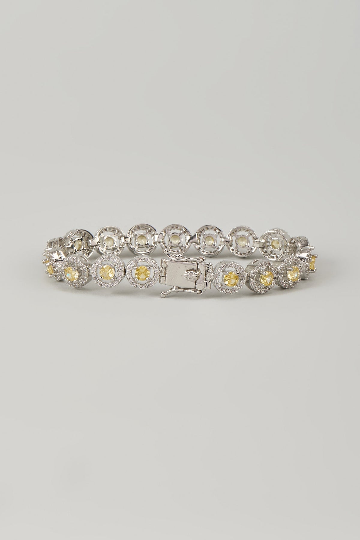 Silver Finish Yellow Sapphire Zircon Bracelet