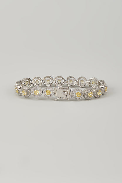 Silver Finish Yellow Sapphire Zircon Bracelet