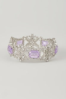Silver Finish Zircon & Amethyst Stone Bracelet