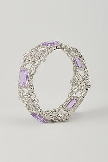 Silver Finish Zircon & Amethyst Stone Bracelet