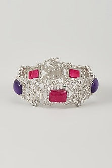 Silver Finish Zircon & Ruby Stone Bracelet