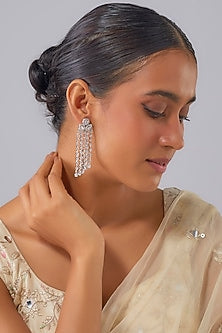Silver Finish Zircon Dangler Earrings