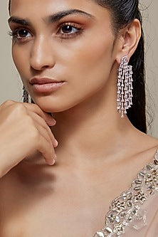 Silver Finish Zircon Dangler Earrings