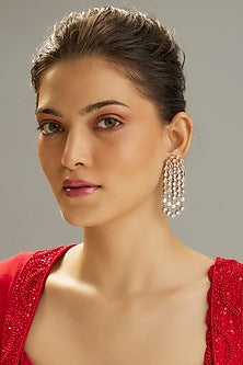 Silver Finish Citrine & Zircon Dangler Earrings