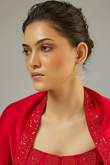 Silver Finish Zircon Dangler Earrings