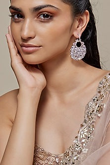 Silver Finish Zircon Dangler Earrings