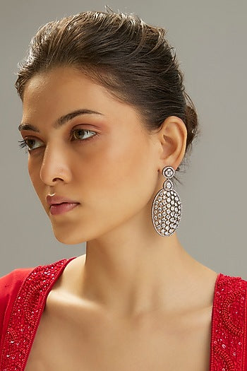 Black Rhodium Finish Zircon Dangler Earrings