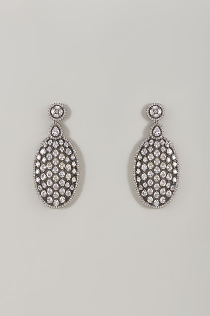 Black Rhodium Finish Zircon Dangler Earrings