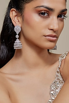 White Finish Zircon Dangler Earrings