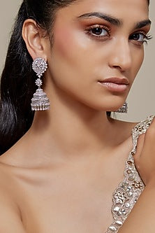 White Finish Zircon Dangler Earrings
