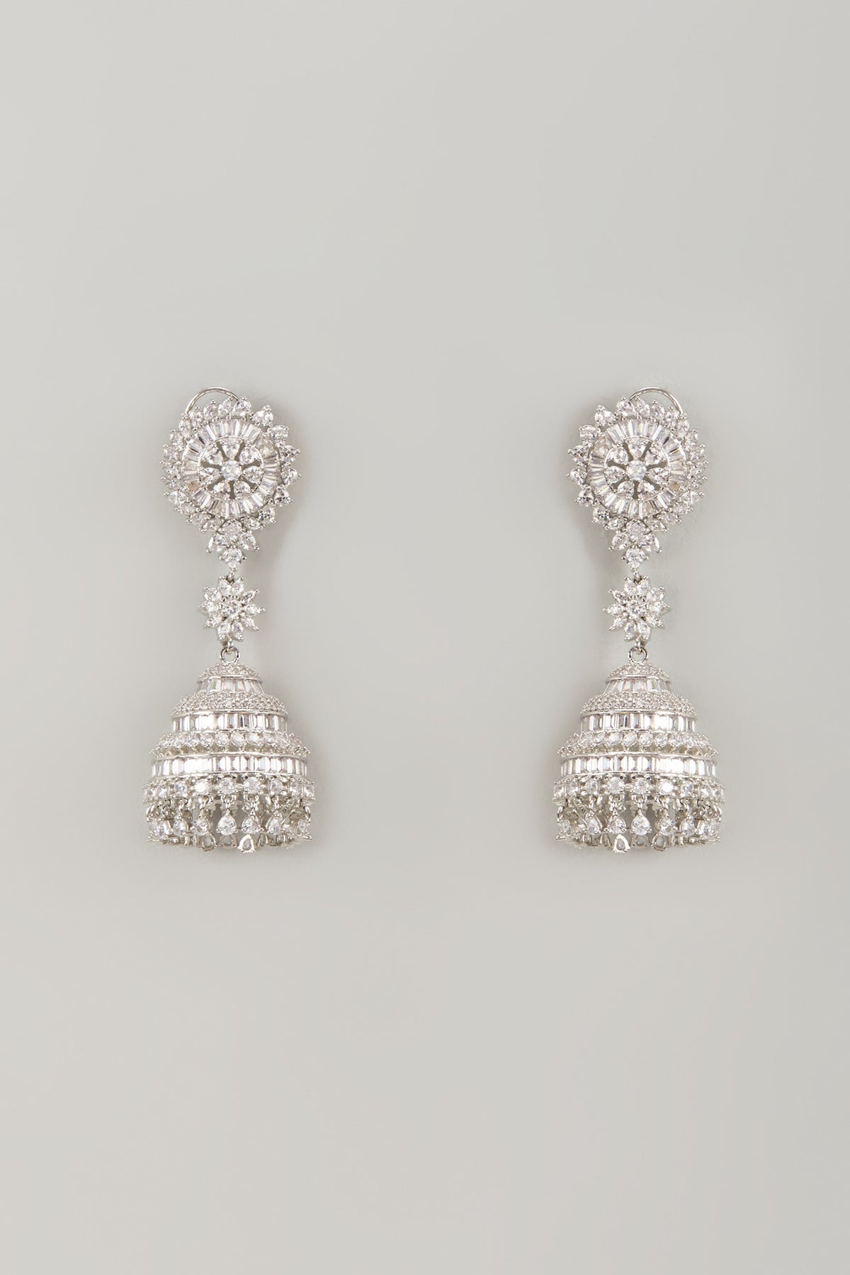 White Finish Zircon Dangler Earrings