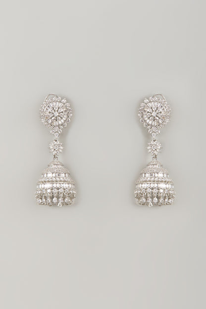 White Finish Zircon Dangler Earrings