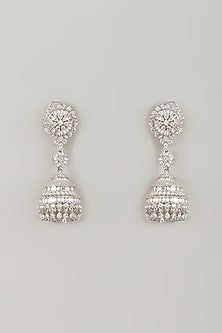 White Finish Zircon Dangler Earrings