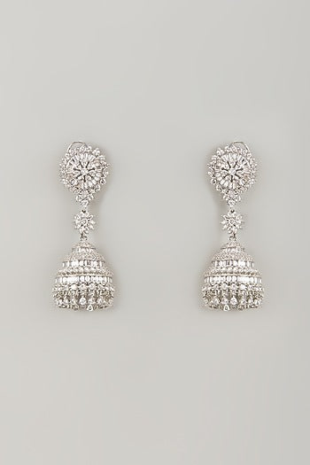White Finish Zircon Dangler Earrings