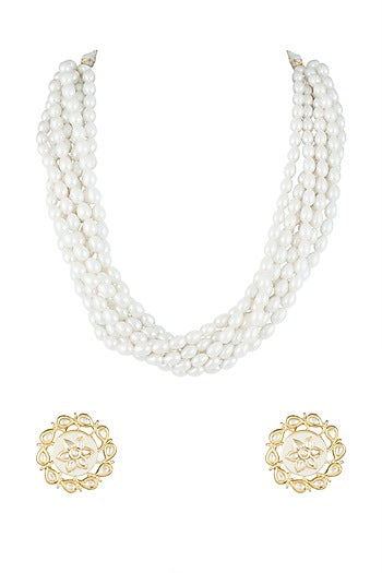 Gold Finish Pearl Necklace Set
