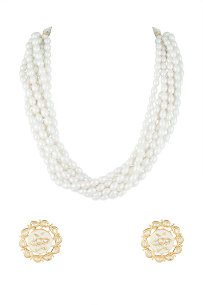 Gold Finish Pearl Necklace Set