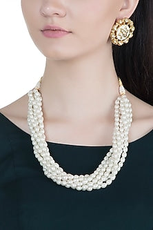 Gold Finish Pearl Necklace Set