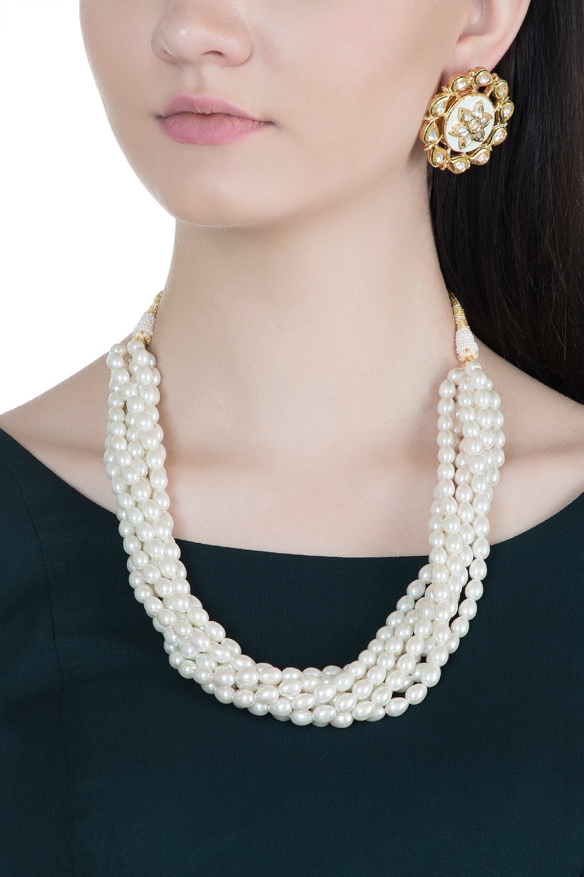 Gold Finish Pearl Necklace Set