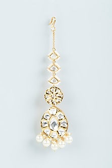 Gold Finish Kundan Polki Maangtikka