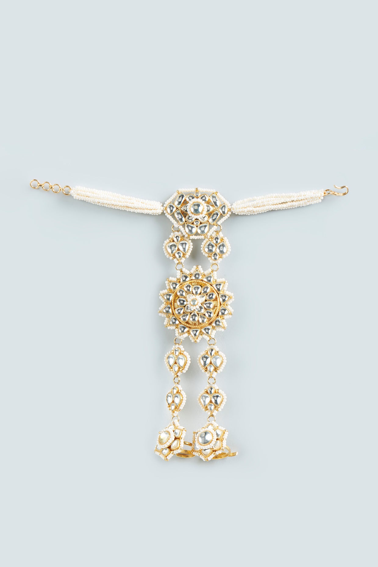 Gold Finish Kundan Polki Haathphool