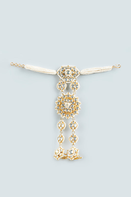 Gold Finish Kundan Polki Haathphool